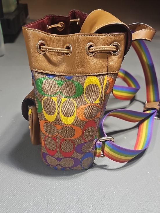 Coach EUC C4097 Pennie Backpack 22 In Rainbow Signature Canvas & Smooth Leather main image 14